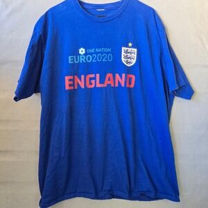 England Euro 2020 One Nation Soccer T-Shirt Blue Three Lions Mens XL Football‎